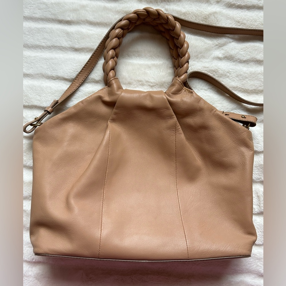 Vince Camuto 100% Leather Jordy Tote With Crossbody Strap Sandstone - Picture 4 of 16